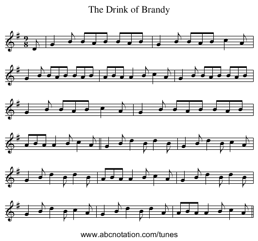 Drink of Brandy, The - staff notation