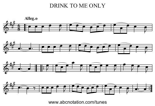 DRINK TO ME ONLY - staff notation