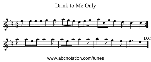 Drink to Me Only - staff notation