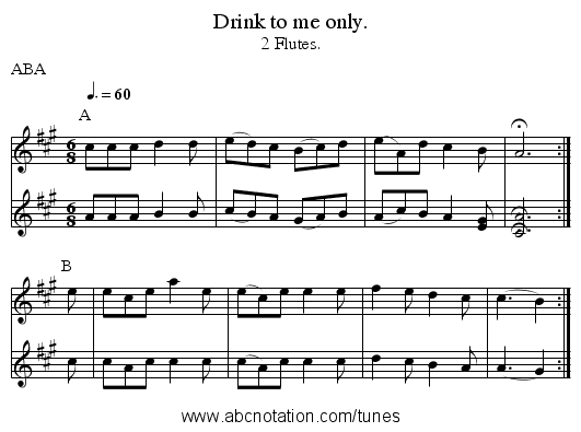 Drink to me only. - staff notation