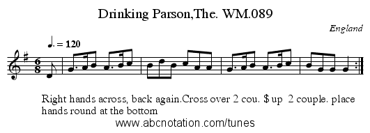 Drinking Parson,The. WM.089 - staff notation