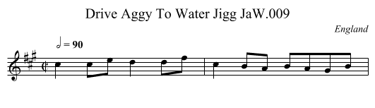 Drive Aggy To Water Jigg JaW.009 - staff notation