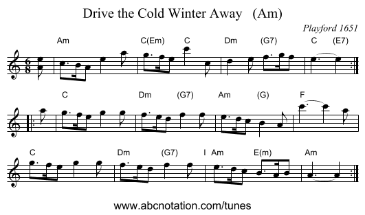 Drive the Cold Winter Away (Am) - staff notation