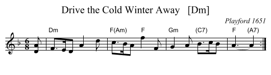 Drive the Cold Winter Away   [Dm] - staff notation