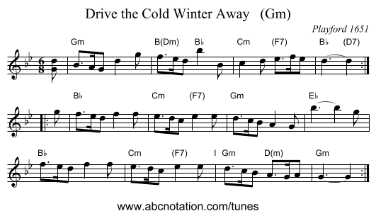 Drive the Cold Winter Away   (Gm) - staff notation