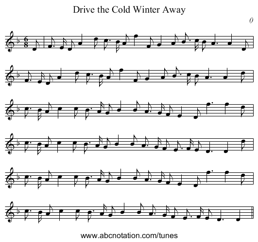 Drive the Cold Winter Away - staff notation
