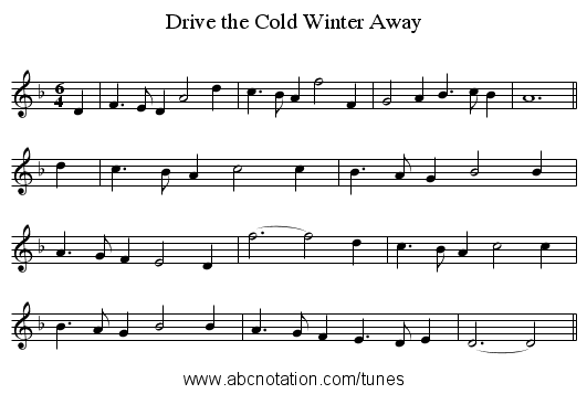Drive the Cold Winter Away - staff notation