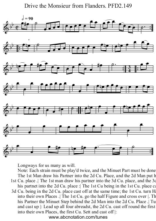 Drive the Monsieur from Flanders. PFD2.149 - staff notation