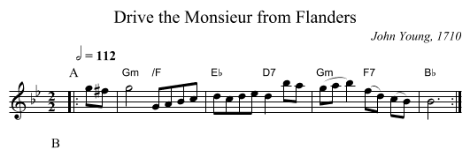 Drive the Monsieur from Flanders - staff notation