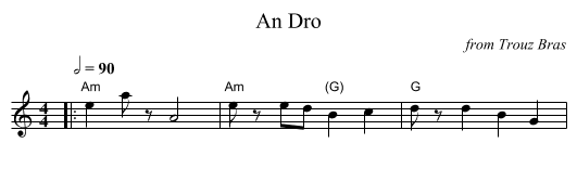 Dro, An  - staff notation