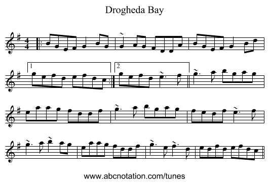 Drogheda Bay - staff notation