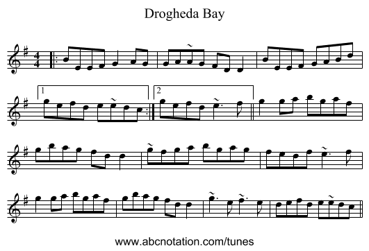 Drogheda Bay - staff notation