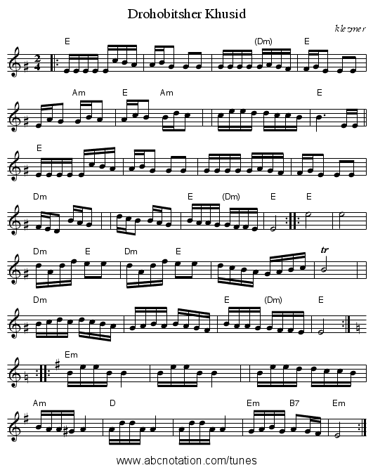 Drohobitsher Khusid - staff notation