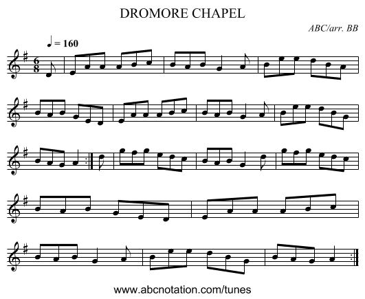 DROMORE CHAPEL - staff notation