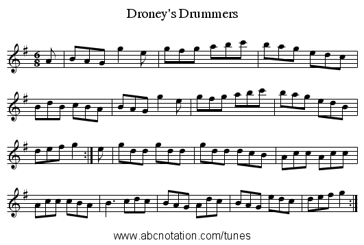 Droney's Drummers - staff notation