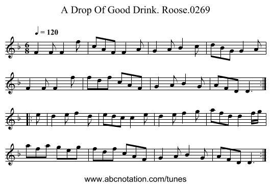 Drop Of Good Drink. Roose.0269, A - staff notation