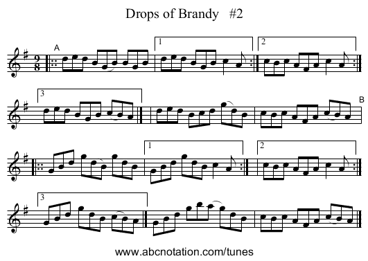 Drops of Brandy   #2 - staff notation