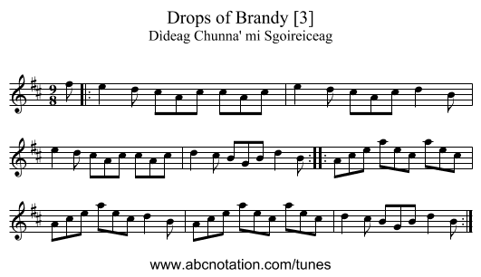 Drops of Brandy [3] - staff notation