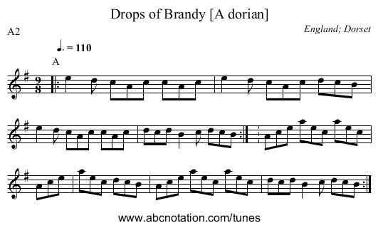 Drops of Brandy [A dorian] - staff notation