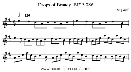 Drops of Brandy. BF13.086 - staff notation