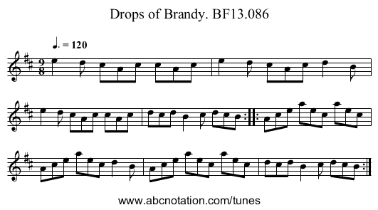 Drops of Brandy. BF13.086 - staff notation