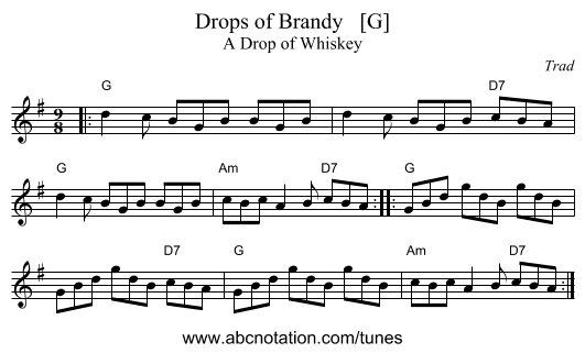 Drops of Brandy   [G] - staff notation