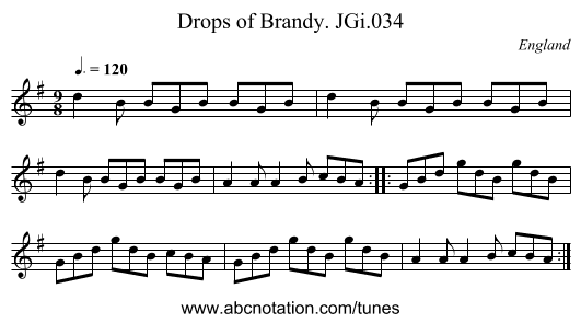 Drops of Brandy. JGi.034 - staff notation