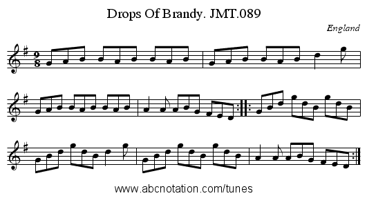 Drops Of Brandy. JMT.089 - staff notation