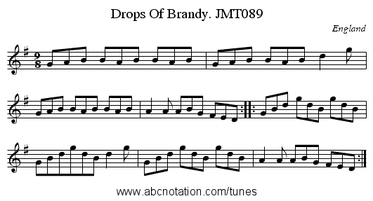 Drops Of Brandy. JMT089 - staff notation