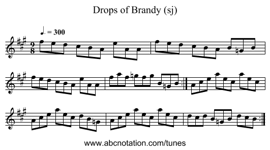 Drops of Brandy (sj) - staff notation