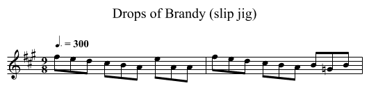 Drops of Brandy (slip jig) - staff notation
