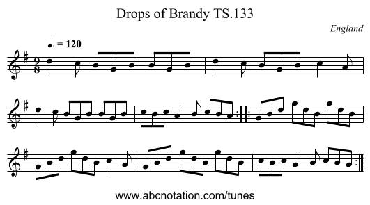 Drops of Brandy TS.133 - staff notation