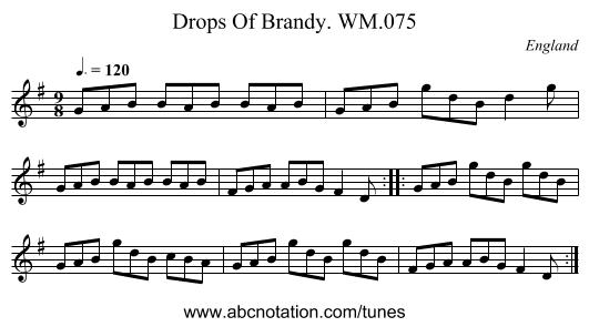 Drops Of Brandy. WM.075 - staff notation