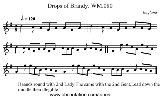 Drops of Brandy. WM.080 - staff notation