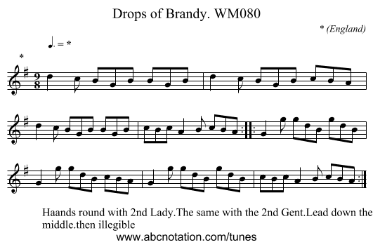 Drops of Brandy. WM080 - staff notation
