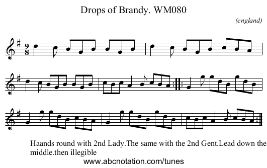 Drops of Brandy. WM080 - staff notation