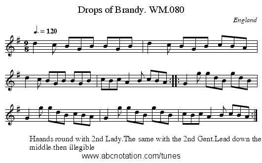 Drops of Brandy. WM.080 - staff notation