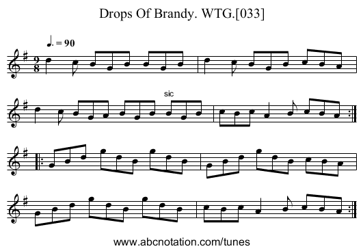 Drops Of Brandy. WTG.[033] - staff notation
