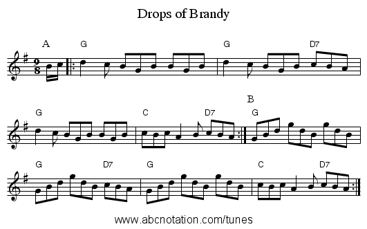 Drops of Brandy - staff notation