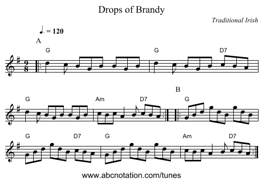 Drops of Brandy - staff notation