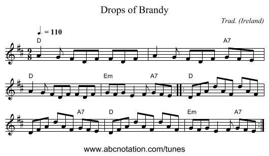 Drops of Brandy - staff notation