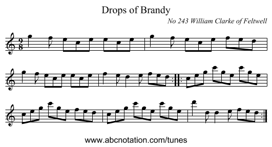 Drops of Brandy - staff notation