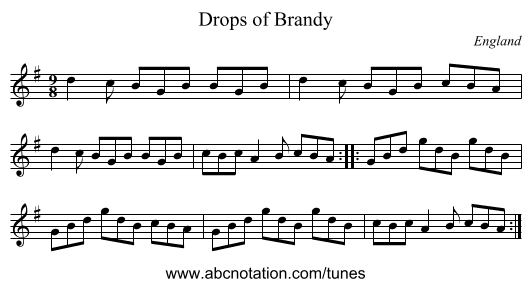 Drops of Brandy - staff notation