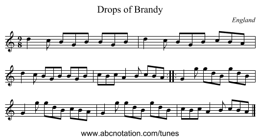 Drops of Brandy - staff notation