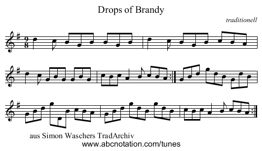 Drops of Brandy - staff notation