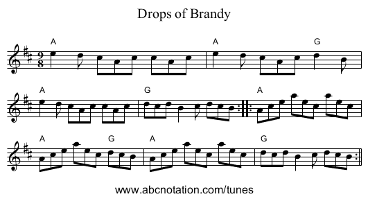 Drops of Brandy - staff notation