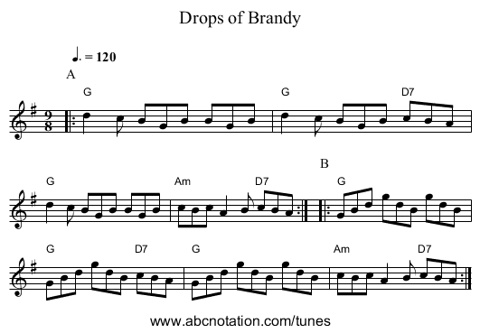 Drops of Brandy - staff notation