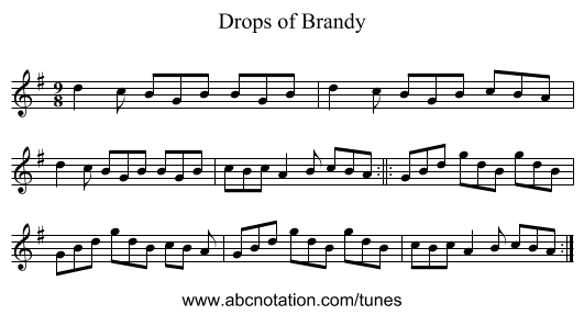 Drops of Brandy - staff notation