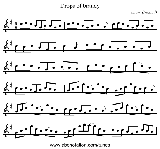 Drops of brandy - staff notation