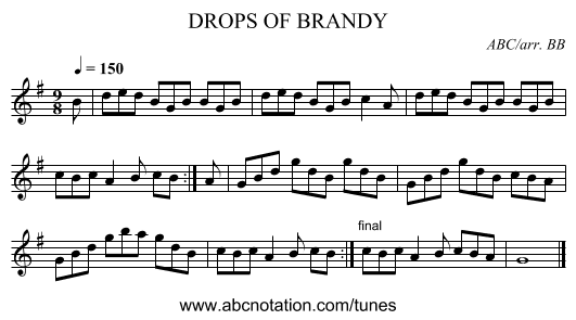 DROPS OF BRANDY - staff notation
